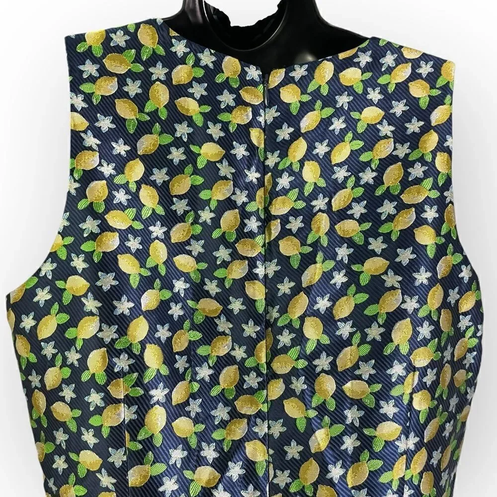 J.Crew V-Neck Sheath Dress in Lemon Jacquard 8 Tall